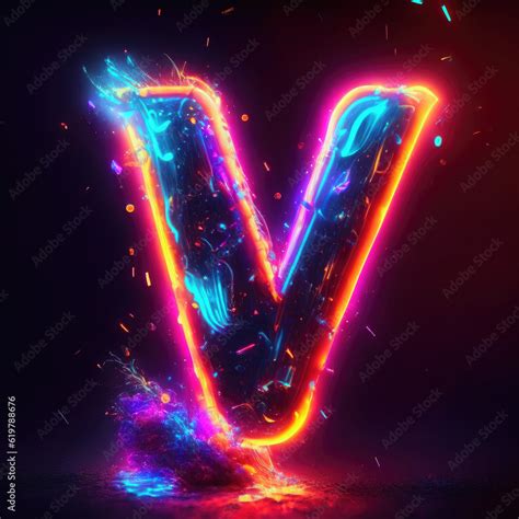 glowing neon sign, Glowing v alphabets wallpaper, v letters alphabets ...