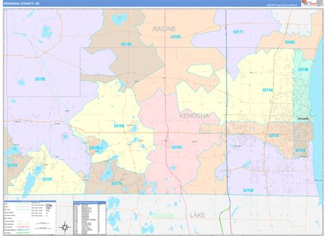 Kenosha County, WI Wall Map Color Cast Style by MarketMAPS - MapSales