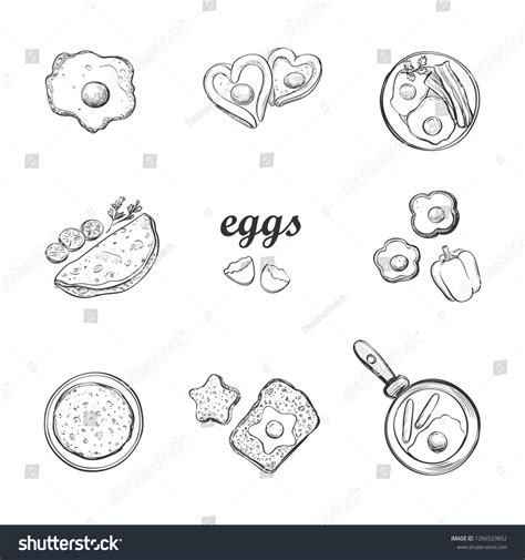 Eggs Breakfast Vector Set Hand Drawings Stock Vector (Royalty Free ...