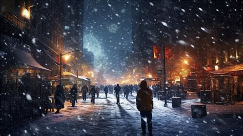 Premium AI Image | Snowfall in Boston Massachusetts USA Typical winter ...