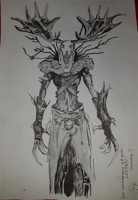 Friend did this awesome Leshen drawing : r/witcher