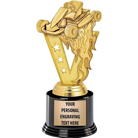 アワード Crown Awards Personalized Racing Trophy， 7.25"Gold Cup Flaming ...