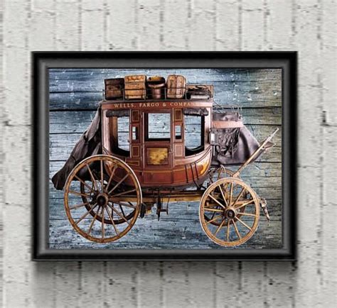 Wells Fargo Art Print Stagecoach Horses Gold Gift Poster | Art, Modern ...