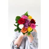 From You Flowers - One Dozen Rainbow Red, Orange, Pink, Purple, Yellow Roses with Free Vase ...