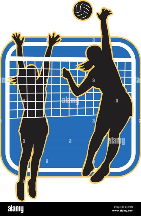 Girl spiking a volleyball Stock Vector Images - Alamy