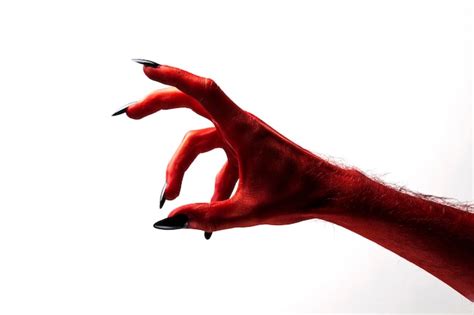 Premium Photo | Halloween red devil monster hand with black fingernails ...