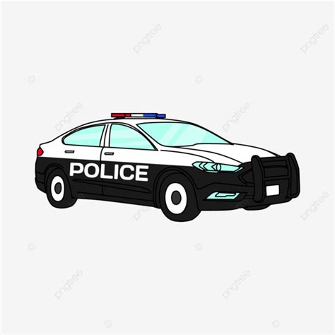 Black And White Police Car Illustration, Police Car, Police Car Vector ...