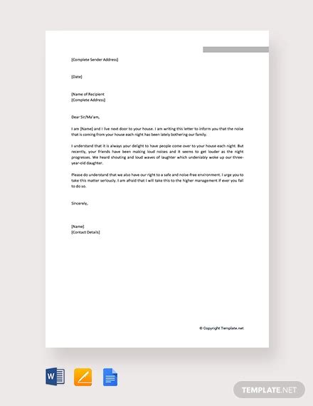 16+ Noise Complaint Letter Templates - PDF, DOC