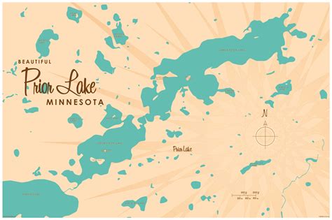 Prior Lake, MN Lake Map Wall Mural - Murals Your Way