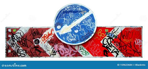 Road Traffic Sign with the Marker Graffiti Street Art Stock Photo - Image of road, district ...