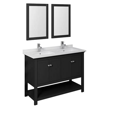 Fresca Manchester 48 inch Black Traditional Double Sink Bathroom Vanity ...