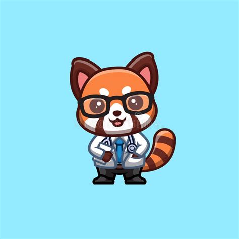 Red Panda Doctor Cute Creative Kawaii Cartoon Mascot Logo Stock ...