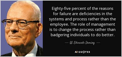 W. Edwards Deming quote: Eighty-five percent of the reasons for failure are deficiencies in...