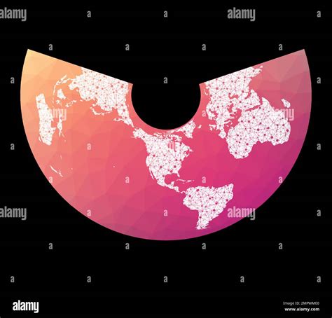 World network map. Albers equal-area conic projection. Wired globe in ...