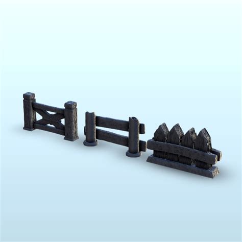 Set of three fences 1 - Wargaming3D