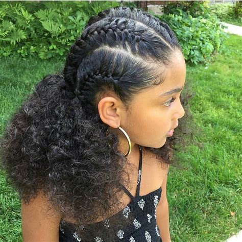 Appealing Braids Cornrows Mixed Hair Little Girl For Kids Of Natural ... | Penteados, Penteado ...