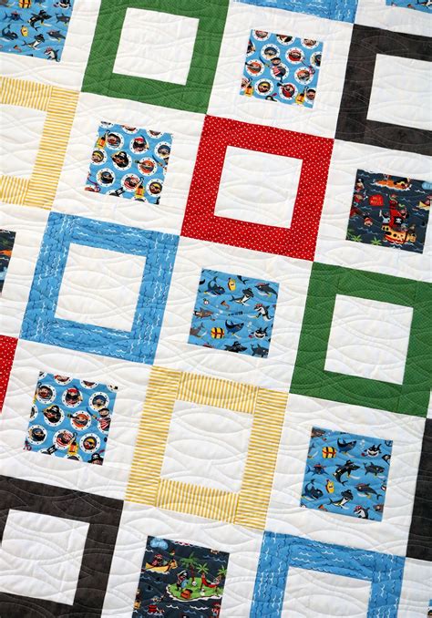 A Bright Corner: Framed Squares Throw Sized Free Quilt Pattern