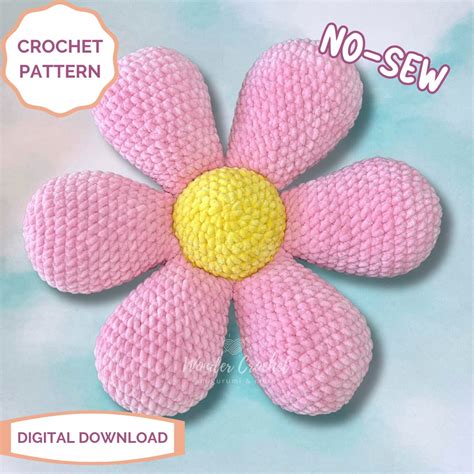 No-Sew Flower Pillow Crochet PATTERN - Wonder Crochet