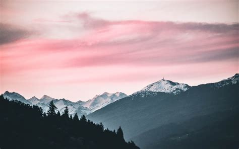 1920x1200 Pink Sky Nature Beauty Mountains Snow 5k 1080P Resolution ,HD ...