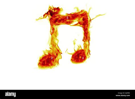 musical notes on fire on white background Stock Photo - Alamy