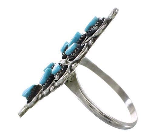 Turquoise Silver American Indian Ring Size 6-1/2 AX99547