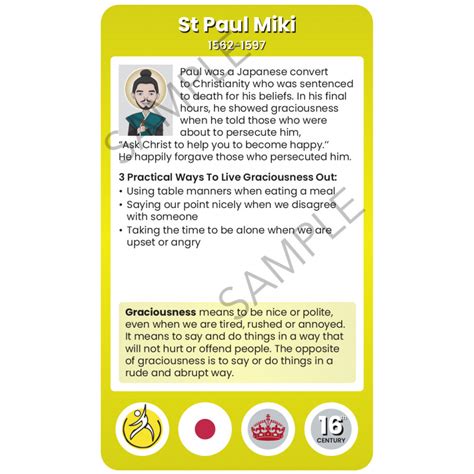 St Paul Miki Character Virtue Card - Veritatis.com.au