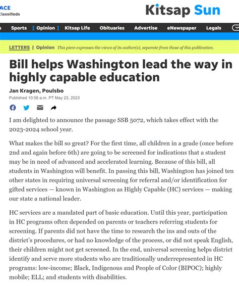 Universal screening highlighted in the Kitsap Sun - Washington Coalition for Gifted Education