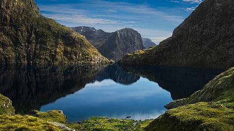 HD wallpaper: lake quill, new zealand, southland, reflected, reflection, mountains | Wallpaper Flare