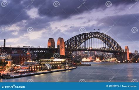 Sydney Bridge Terminal Quay Stock Image - Image of rocks, connection: 53326575