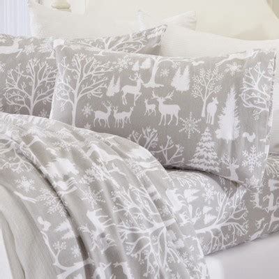 Great Bay Home 100% Cotton Flannel Lodge Printed Sheet Set King Enchanted Woods Grey : Target