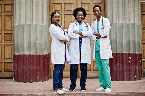 Group of african doctors students near medical university outdoor. 10523607 Stock Photo at Vecteezy