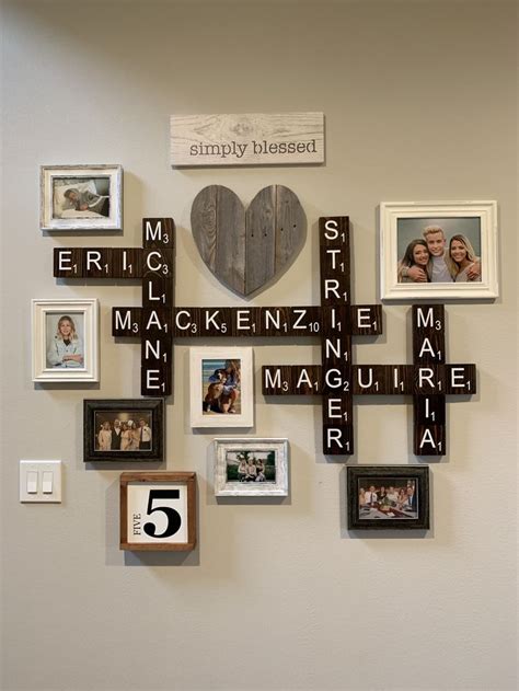 Family wall! Scrabble letters and family photos! | Family wall decor, Scrabble wall decor, Decor