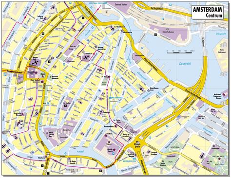 Map of the city centre of Amsterdam.Tourist information Amsterdam