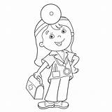 Coloring Page Outline Of Cartoon Doctor With First Aid Kit Stock Vector  sketch template