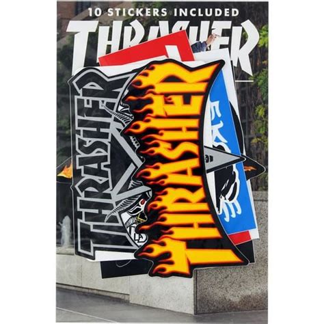 Thrasher Magazine 10 Pack Assorted Colors 10 Sticker Pack - Warehouse ...