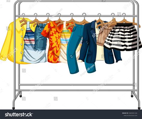 Many Clothes Hanging On Clothes Rack Stock Vector (Royalty Free) 1869381226 | Shutterstock