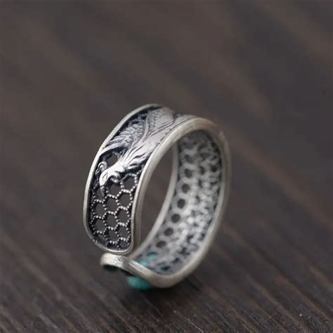 FNJ 925 Silver Phoenix Ring New Fashion 100% Original S925 Sterling Thai Silver Rings for Women ...