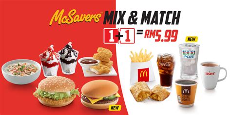 McDonald's McSavers Mix & Match RM5.99 All Day Except 4AM - 11AM (Breakfast Hours)