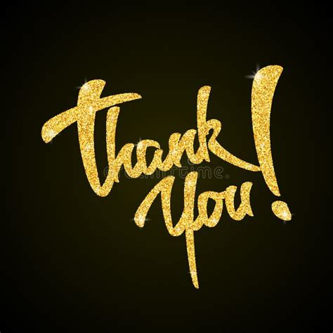 Thank You - Gold Glitter Hand Lettering On Black Stock Vector - Illustration of lettering, magic ...