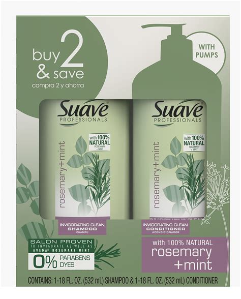 Suave Professionals Shampoo and Conditioner Rosemary Mint 18 oz, 2 ct - Walmart.com