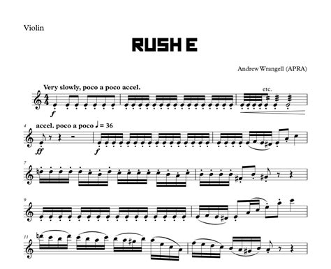 Rush E - Violin Sheet Music