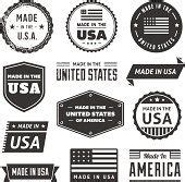Set of made in the USA labels. Background shows through the white...