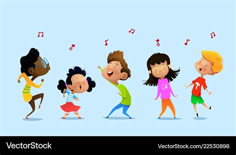 Dancing cartoon children Royalty Free Vector Image