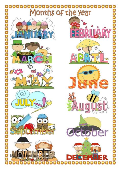 Printable Months Of The Year Clipart