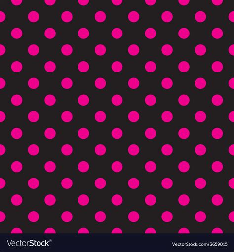 Tile pink polka dots on black background Vector Image