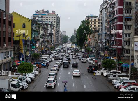 Urban street view in Yangon, Myanmar Stock Photo - Alamy