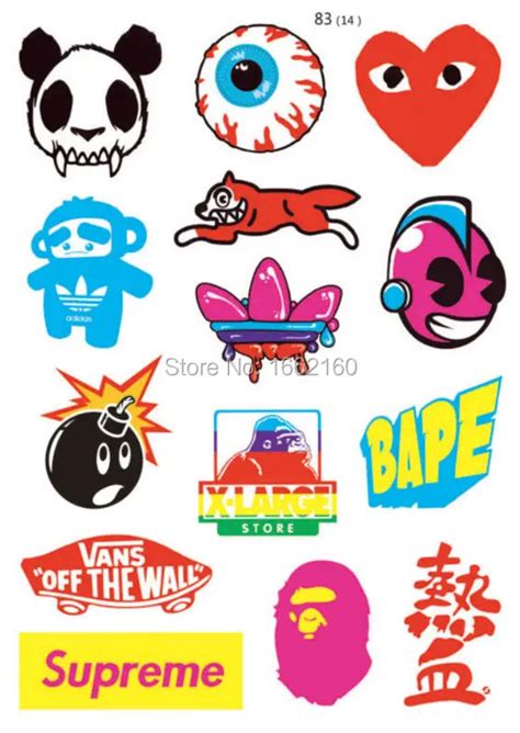 A4 Size Supreme Logo Cartoon Skateboard Luggage Car Bike Vinyl Stickers 0102 on Aliexpress.com ...