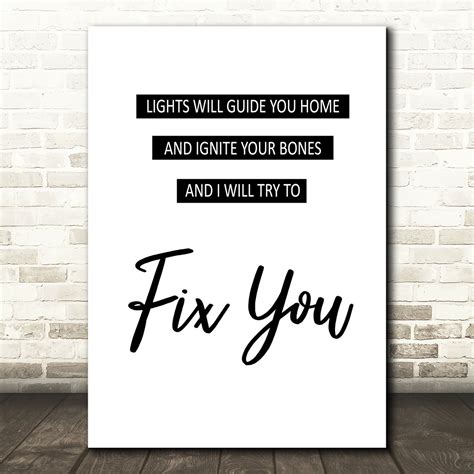 Coldplay Fix You Song Lyric Quote Print - Red Heart Print