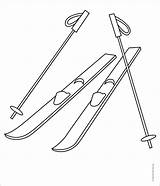 Easy How To Draw Skis Tutorial And Coloring Page sketch template