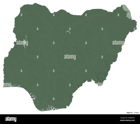 Shape of Nigeria with its capital isolated on white background. Colored ...